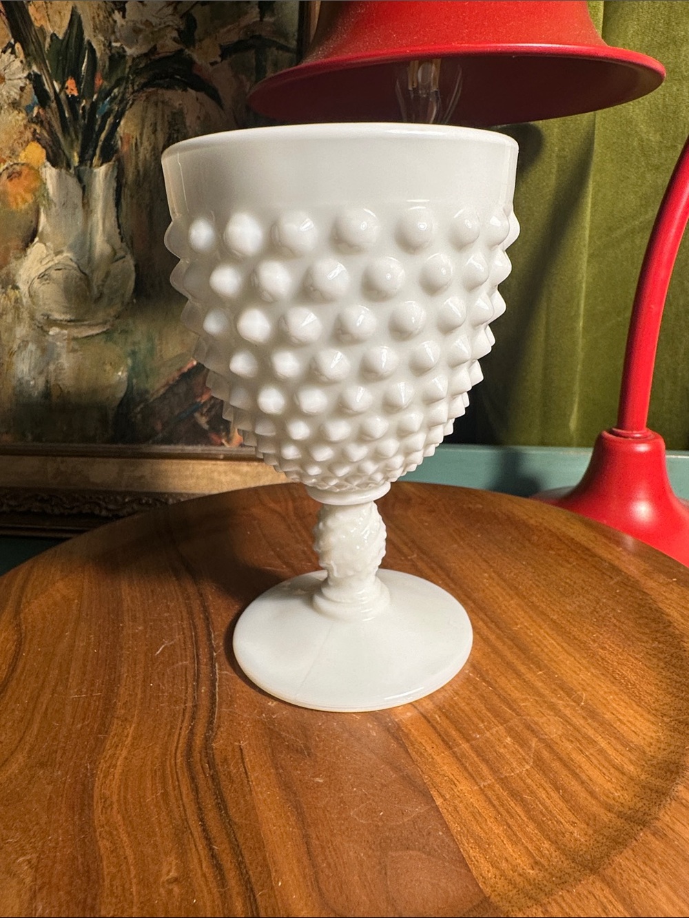 Fenton Hobnail Milk Glass Water Goblet
